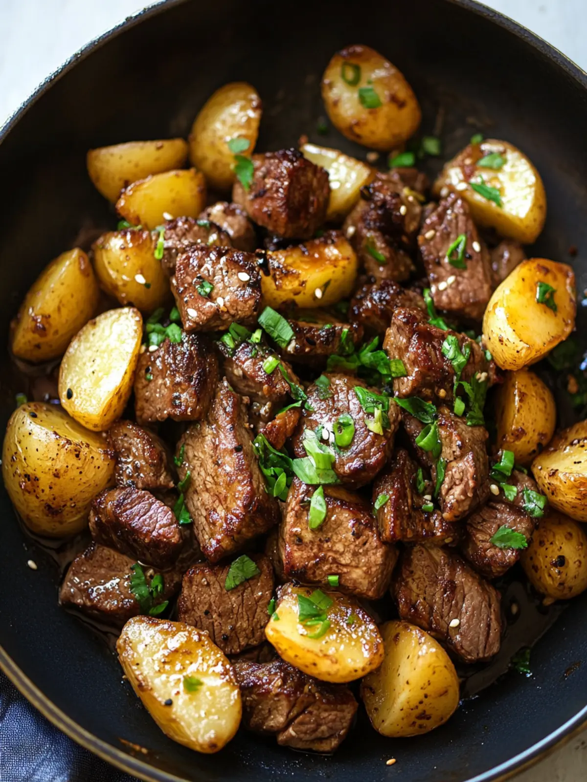 Savory Asian Steak Bites and Crispy Potato Perfection 3 Asian Steak Bites and Potatoes