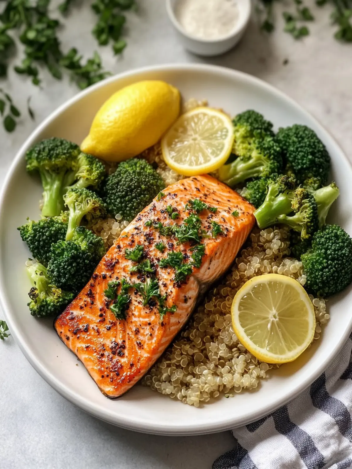 Healthy Lemon-Garlic Salmon With Roasted Broccoli & Quinoa Bliss 4 Healthy Lemon-Garlic Salmon With Roasted Broccoli And Quinoa