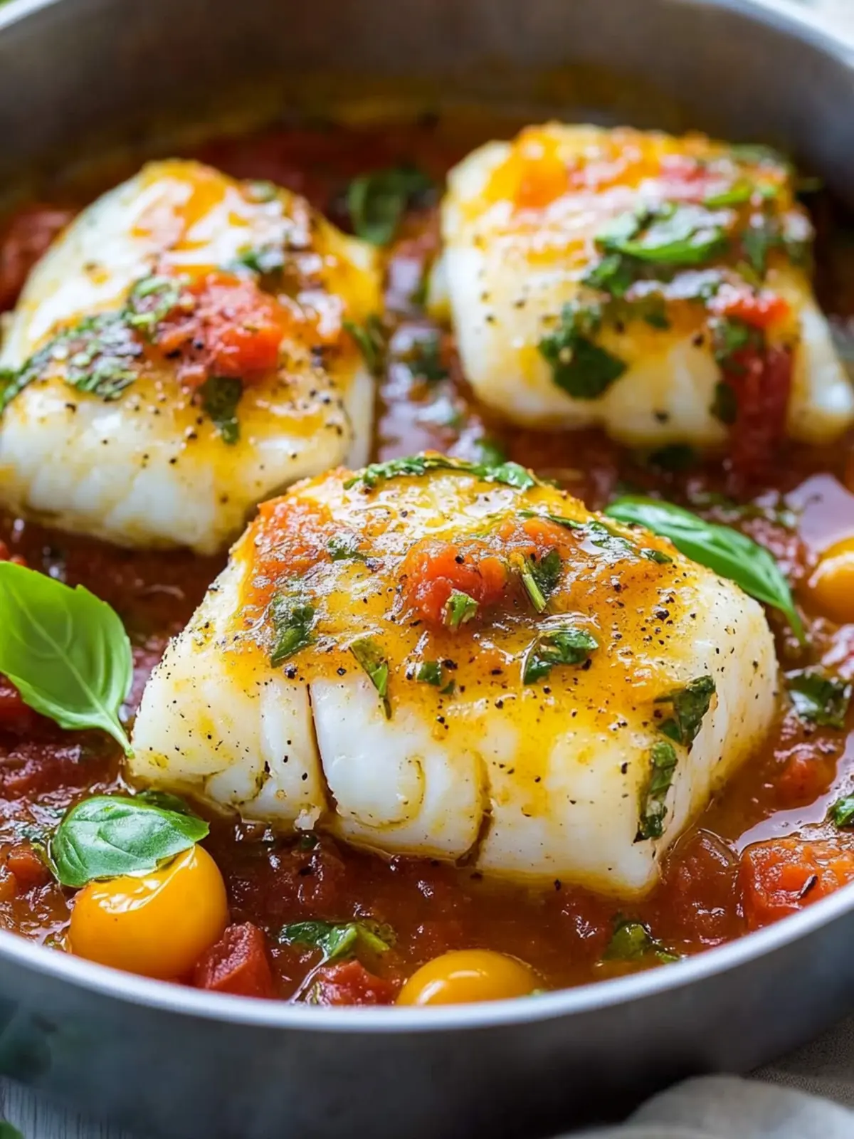 Pan-Seared Cod Recipe with Irresistible Tomato Basil Sauce 4 Pan-Seared Cod Recipe (with The Best Tomato Basil Sauce)