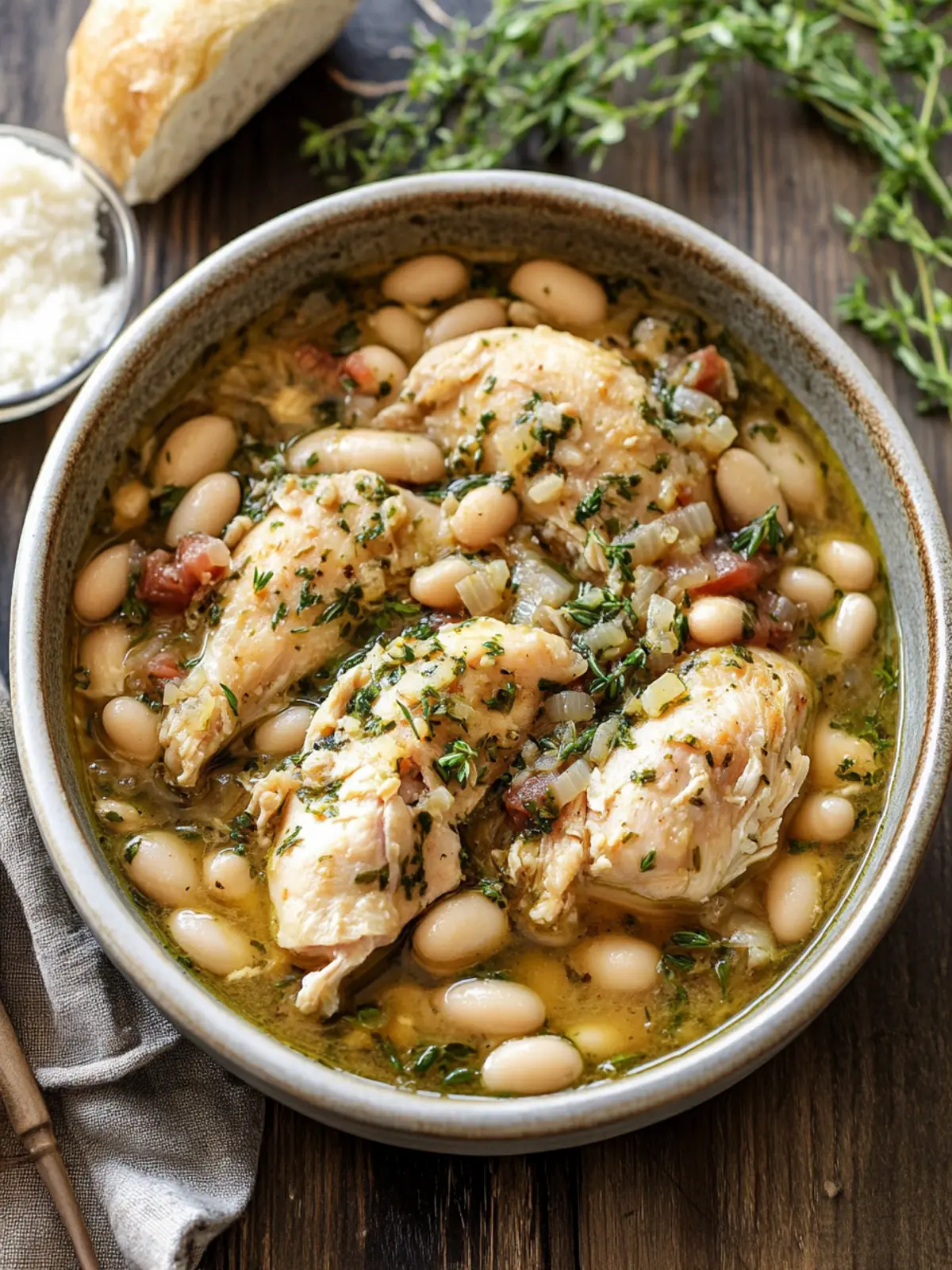 Herbed Slow-Cooker Chicken and White Beans for Heart Health 5 cardiac diet recipes Herbed Slow-Cooker Chicken and White Beans