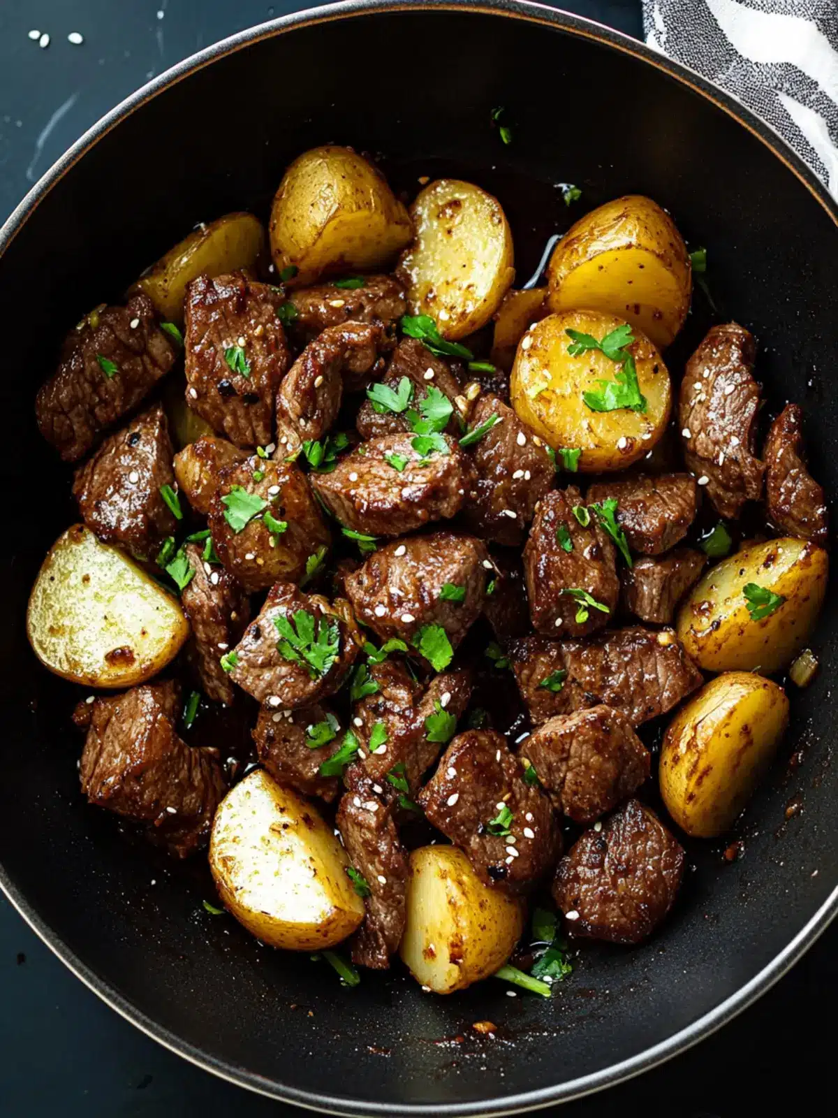 Savory Asian Steak Bites and Crispy Potato Perfection 4 Asian Steak Bites and Potatoes