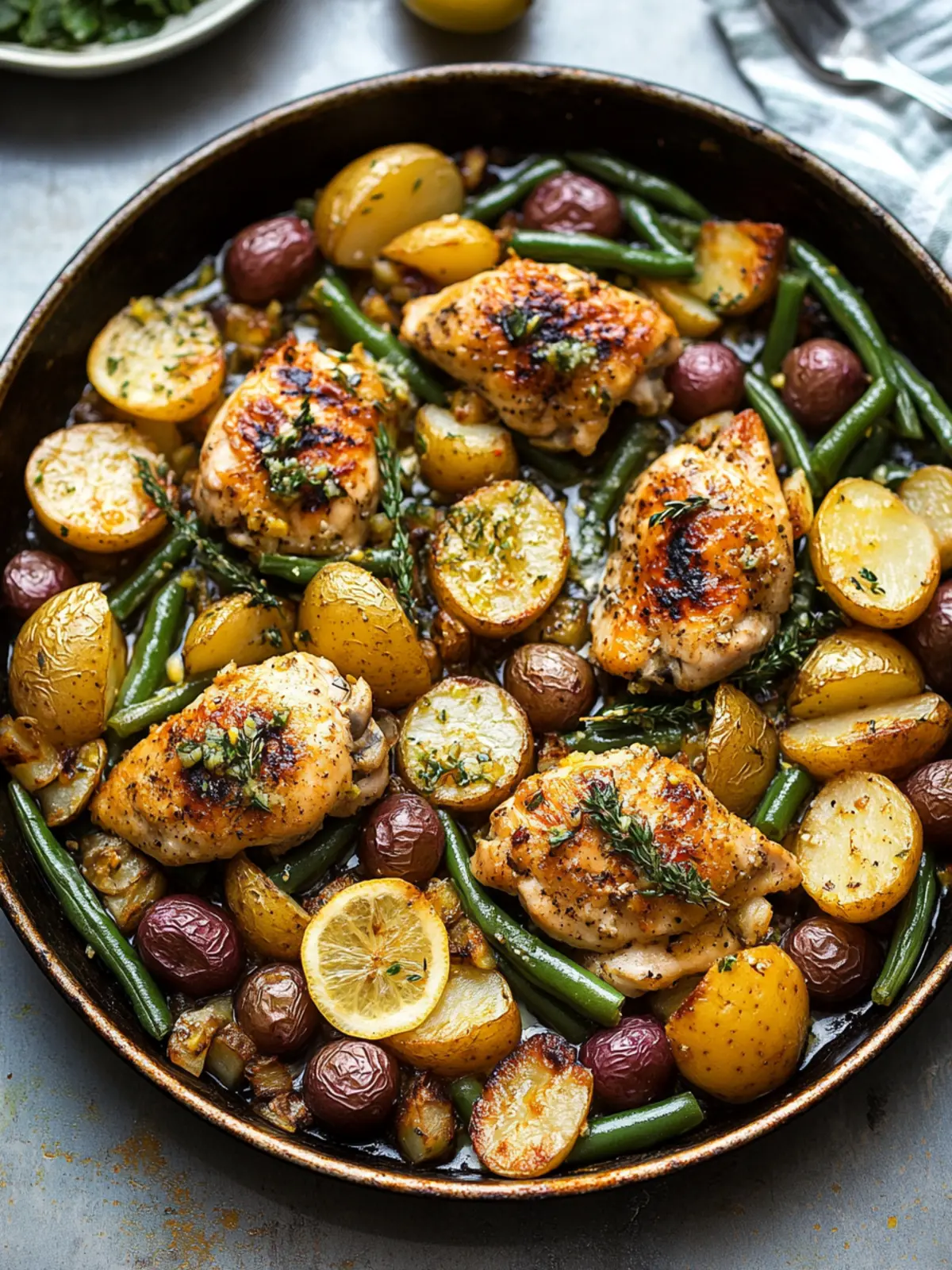 Mediterranean Lemon Chicken with Potatoes & Green Beans Bliss 3 Mediterranean Lemon Chicken with Potatoes & Green Beans (One-Pan Dinner!)