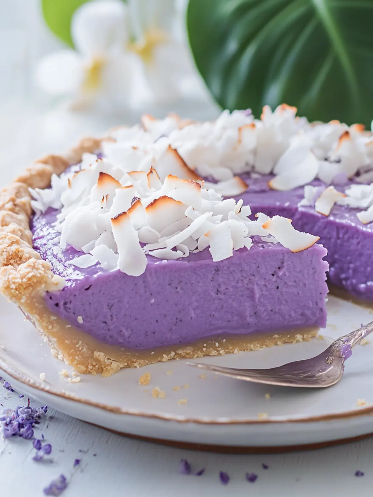 Irresistible Purple Sweet Potato Pie with Coconut Haupia Topping 5 Purple Sweet Potato Pie with Coconut Topping (Haupia)