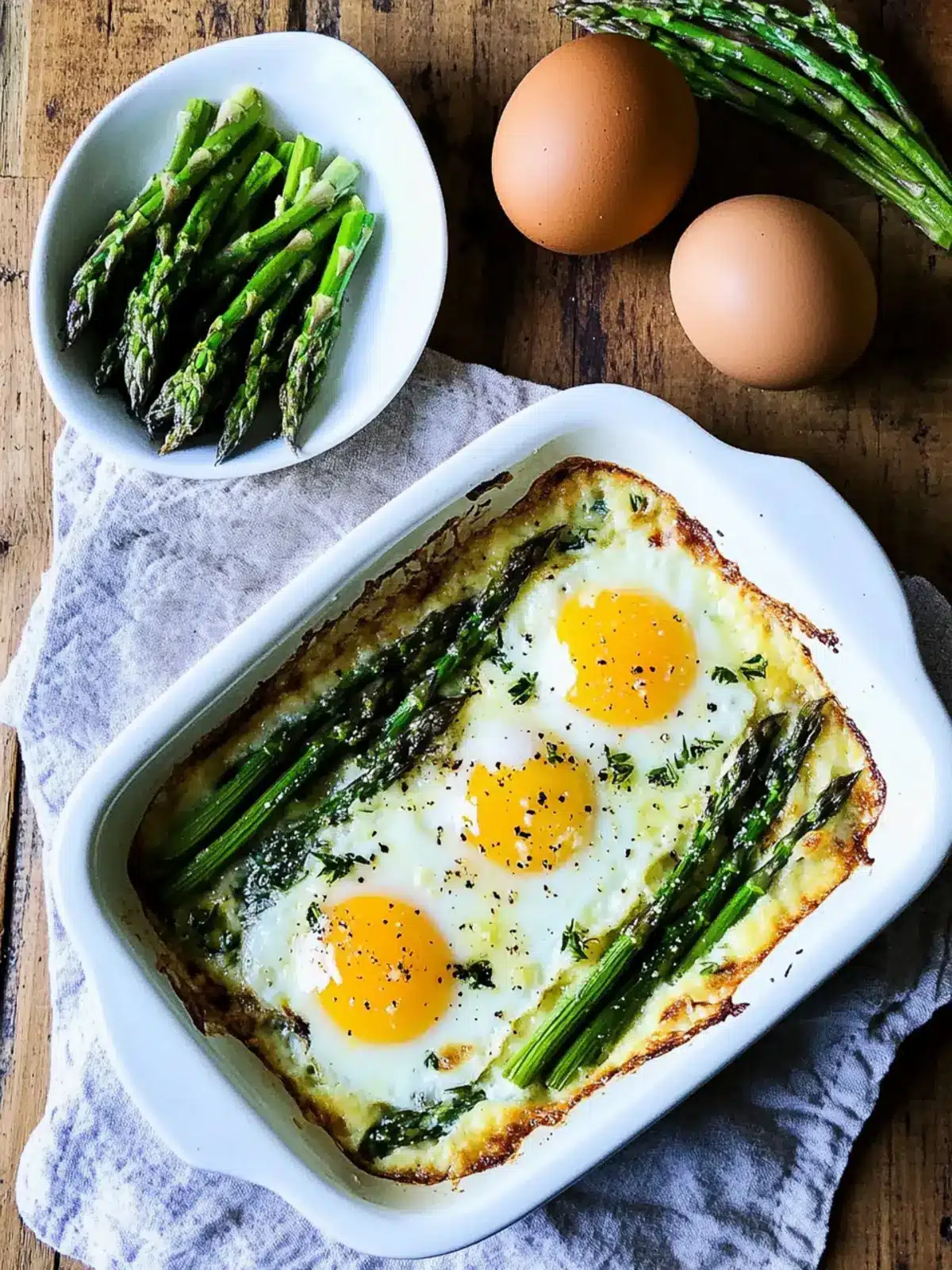 Savory Baked Eggs and Asparagus with Parmesan Delight 4 Baked Eggs and Asparagus with Parmesan