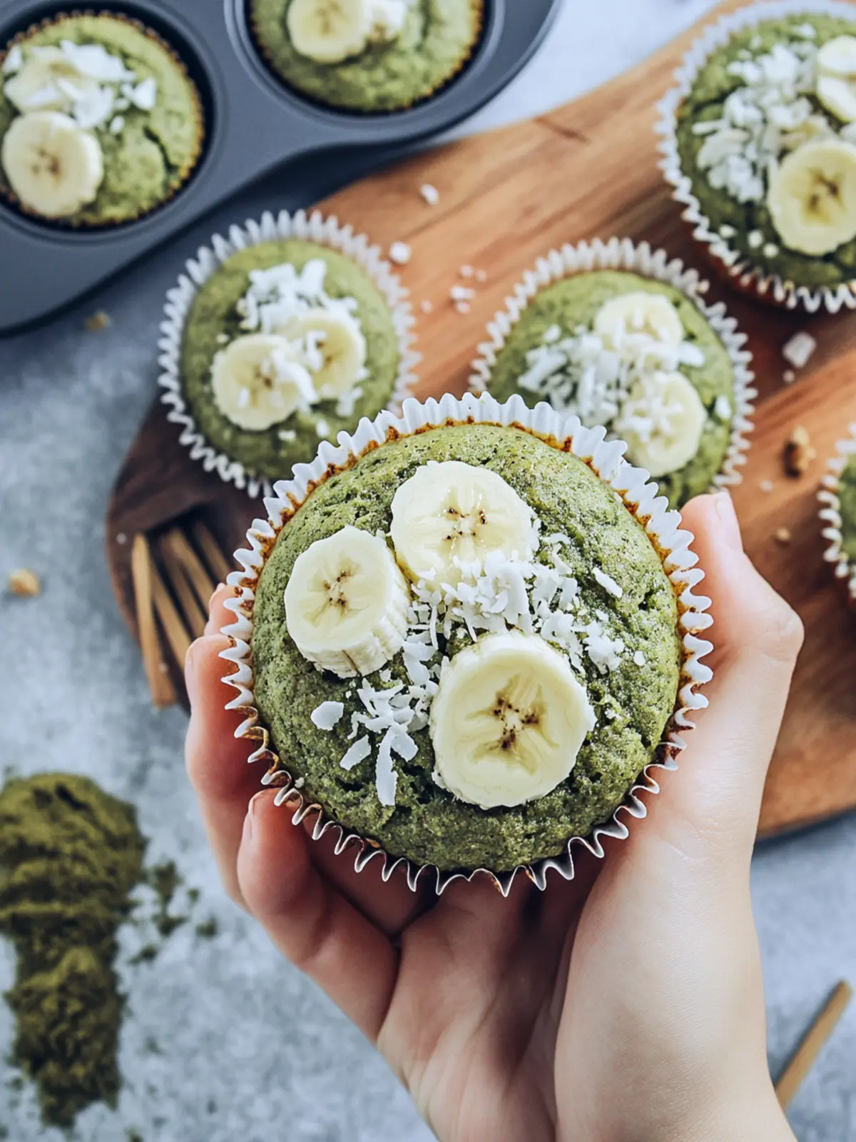 Delicious Healthy Matcha Muffins with Banana and Coconut 5 Healthy Matcha Muffins with Banana and Coconut