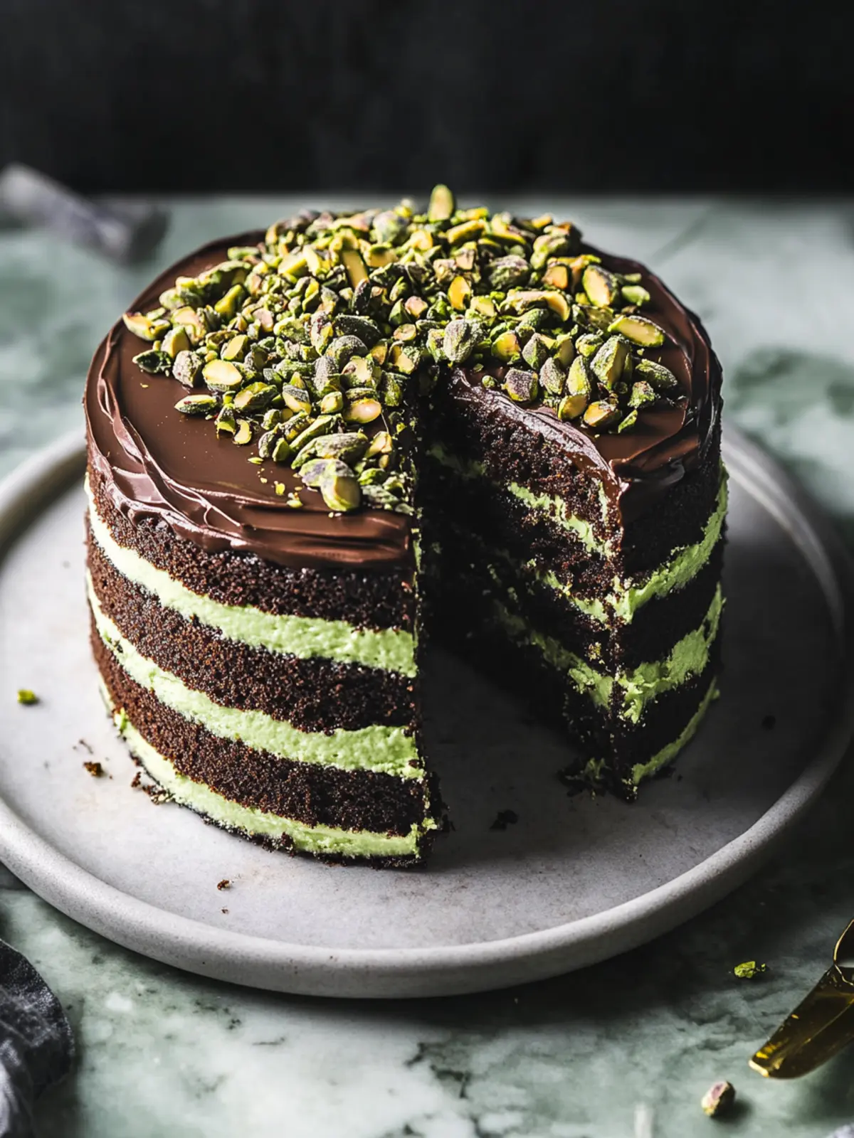 Irresistible Chocolate Pistachio Cake You'll Crave Again! 3 Chocolate Pistachio Cake