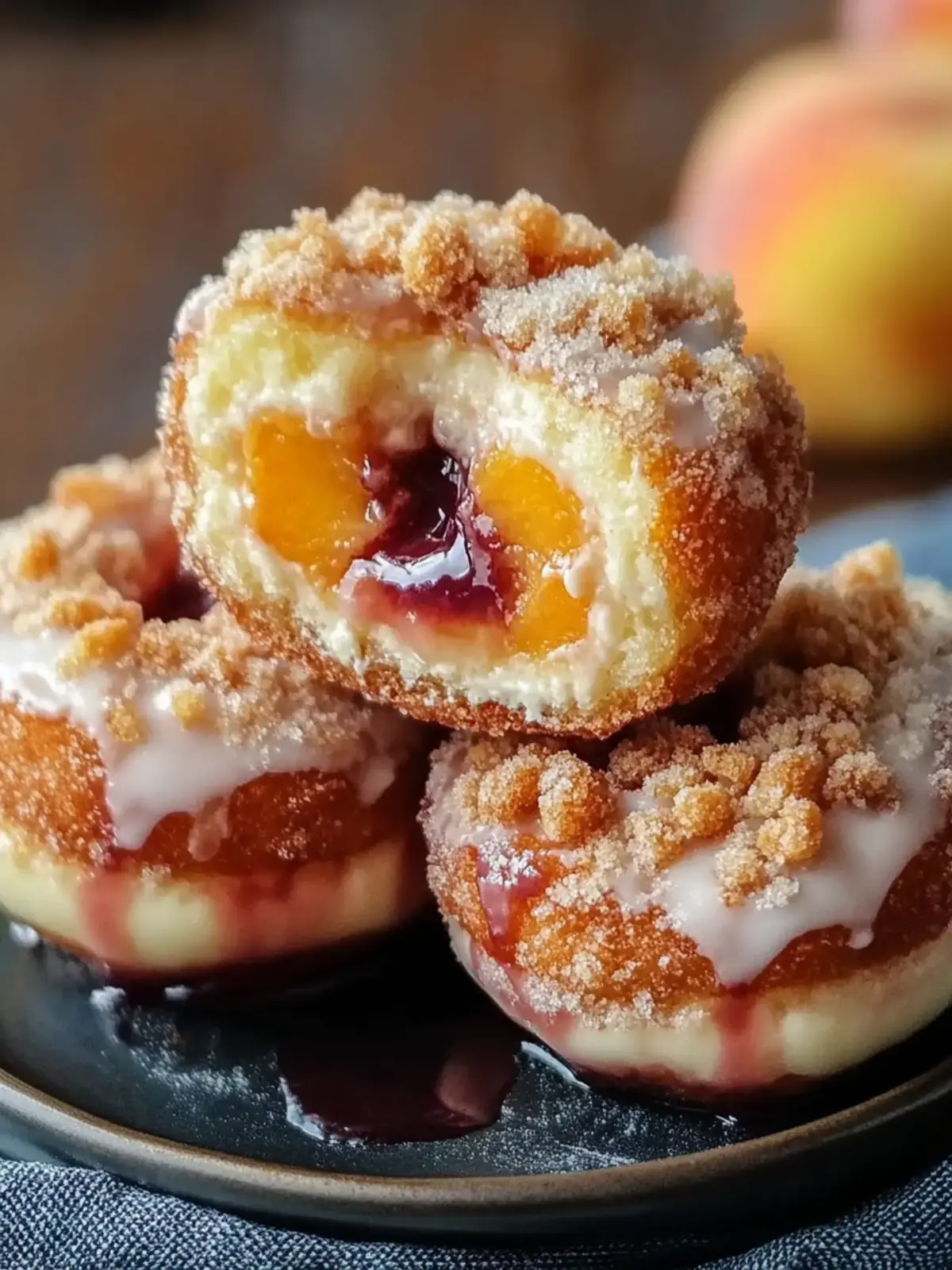Peach Cobbler Cheesecake Donuts That Steal the Show 3 Peach cobbler cheesecake donuts