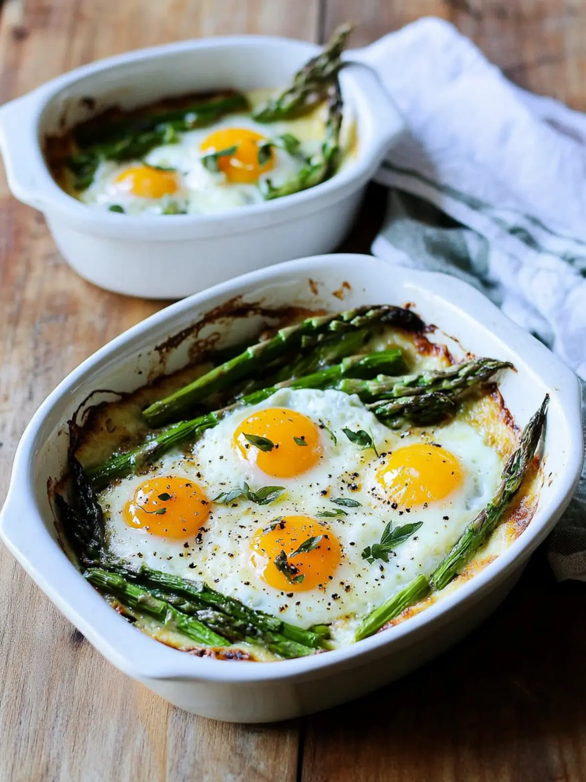 Savory Baked Eggs and Asparagus with Parmesan Delight 2 Baked Eggs and Asparagus with Parmesan
