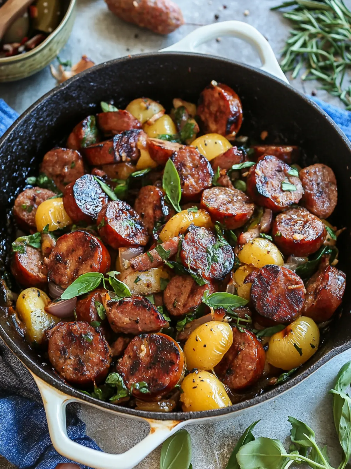 Sizzling Summer Sausage Skillet with Flavor-Packed Andouille 3 Summer Sausage Skillet with Andouille Sausage