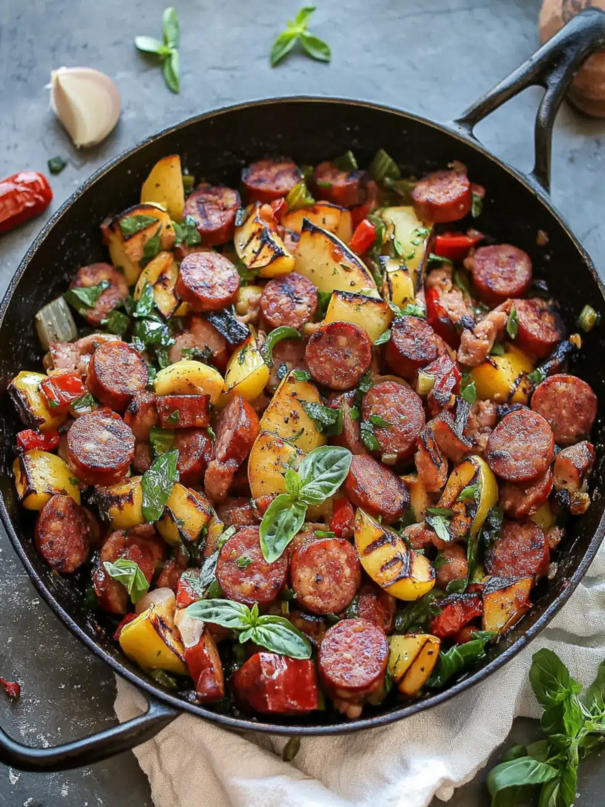 Sizzling Summer Sausage Skillet with Flavor-Packed Andouille 4 Summer Sausage Skillet with Andouille Sausage