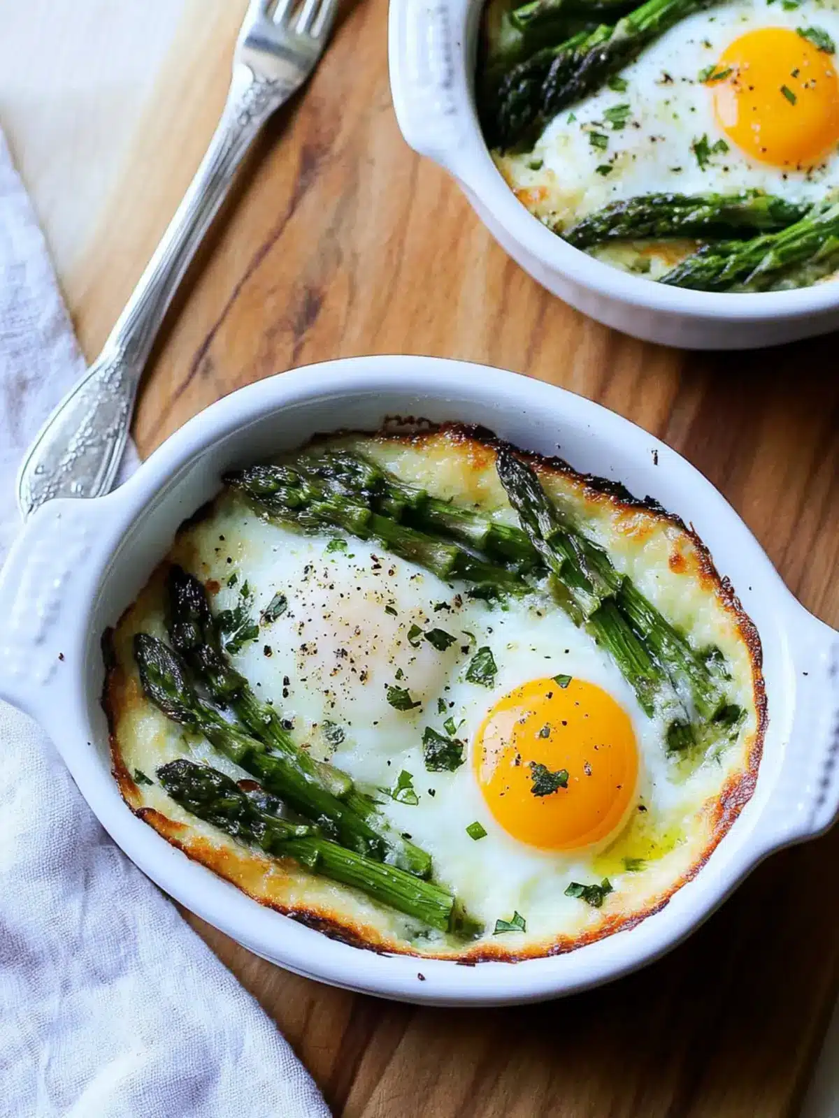Savory Baked Eggs and Asparagus with Parmesan Delight 5 Baked Eggs and Asparagus with Parmesan