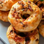 Savory Sourdough Sun Dried Tomato Bagels with Herbs & Cheese 6 Sourdough Sun Dried Tomato Bagels with Herbs and Cheese