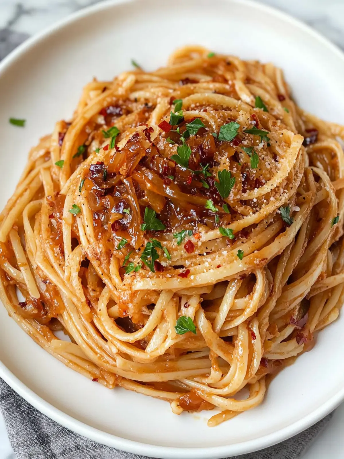 Dreamy Caramelized Onion Pasta with Chili Oil Magic 5 Caramelized Onion Pasta with Chili Oil