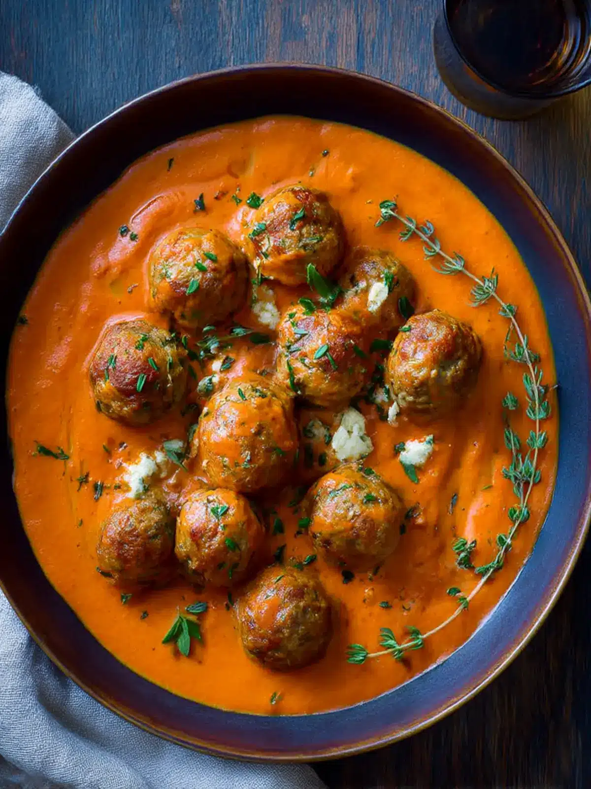 Savory Greek Meatballs with Zesty Roasted Red Pepper Sauce 3 Greek Meatballs with Roasted Red Pepper Sauce