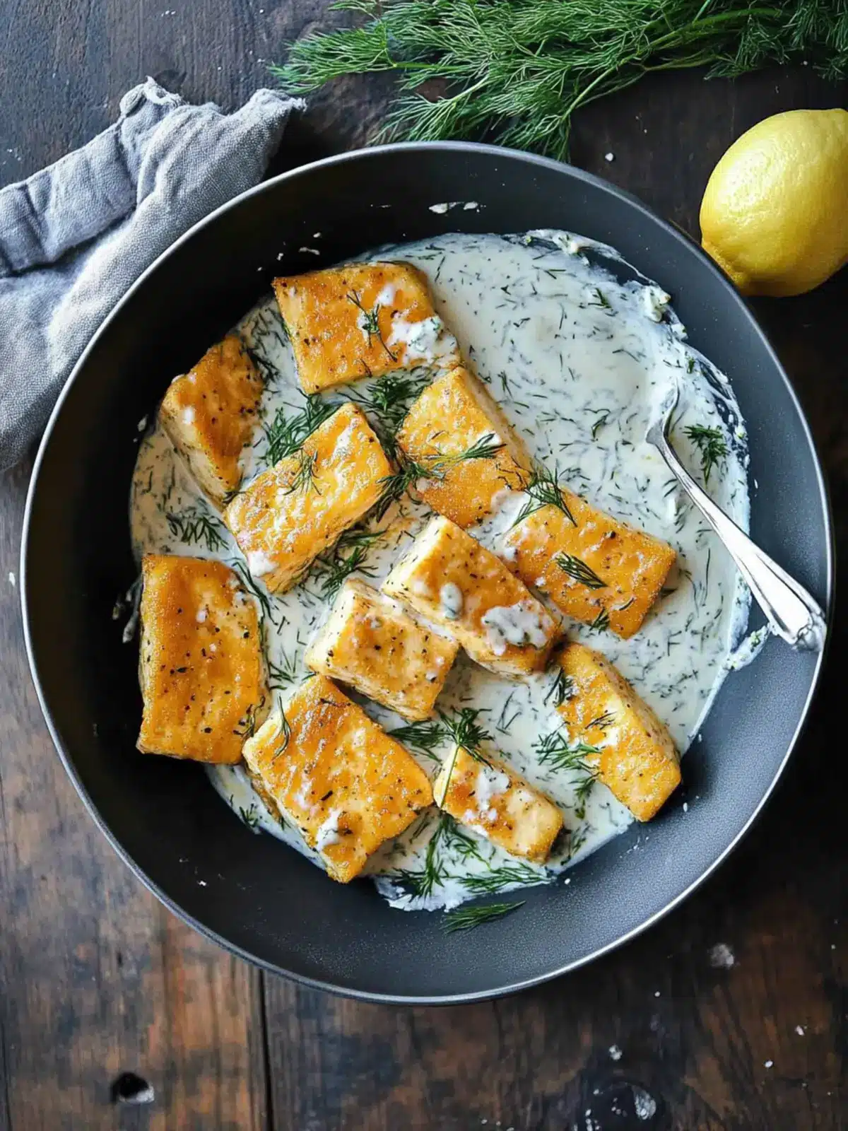 Vegan Crispy Tofu with Lemon Dill Cream Sauce Bliss 2 Vegan Crispy Tofu with Lemon Dill Cream Sauce