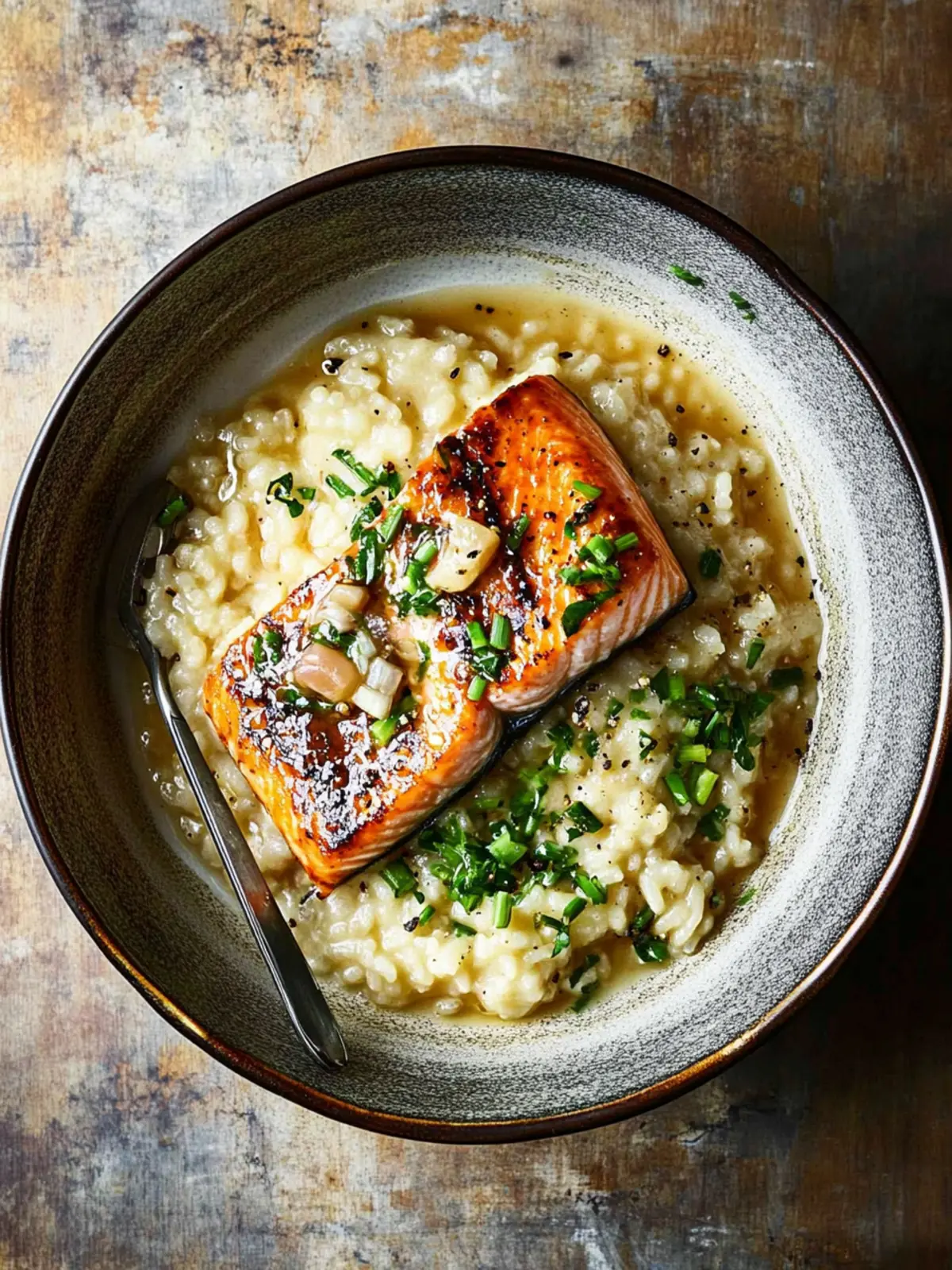 Savor Japanese Style Risotto with Seared Salmon Tonight! 3 Japanese Style Risotto with Seared Salmon