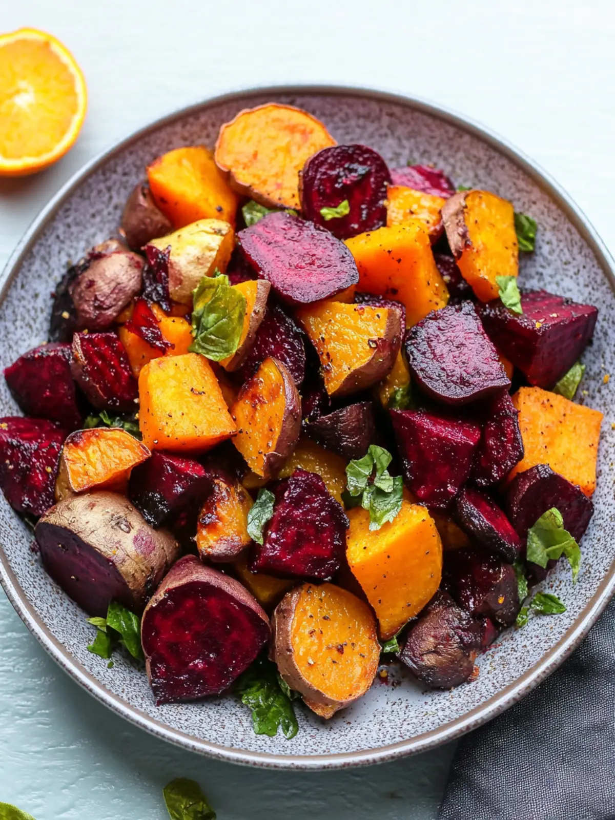 Roasted Beets and Sweet Potatoes with Orange Ginger Magic 5 Roasted Beets and Sweet Potatoes with Orange and Ginger