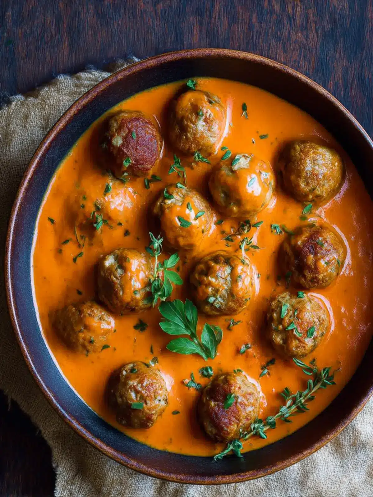Savory Greek Meatballs with Zesty Roasted Red Pepper Sauce 2 Greek Meatballs with Roasted Red Pepper Sauce