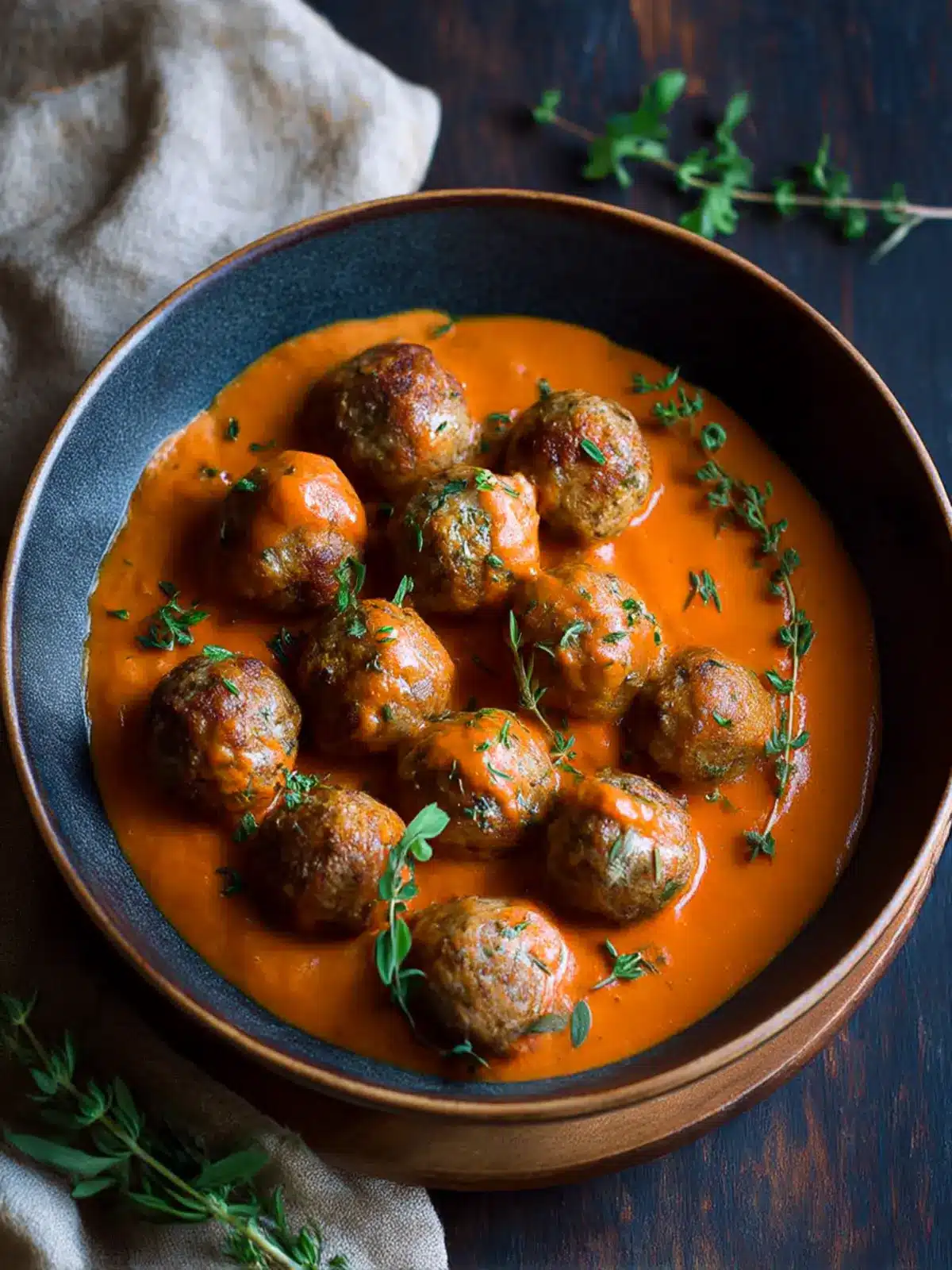 Savory Greek Meatballs with Zesty Roasted Red Pepper Sauce 5 Greek Meatballs with Roasted Red Pepper Sauce