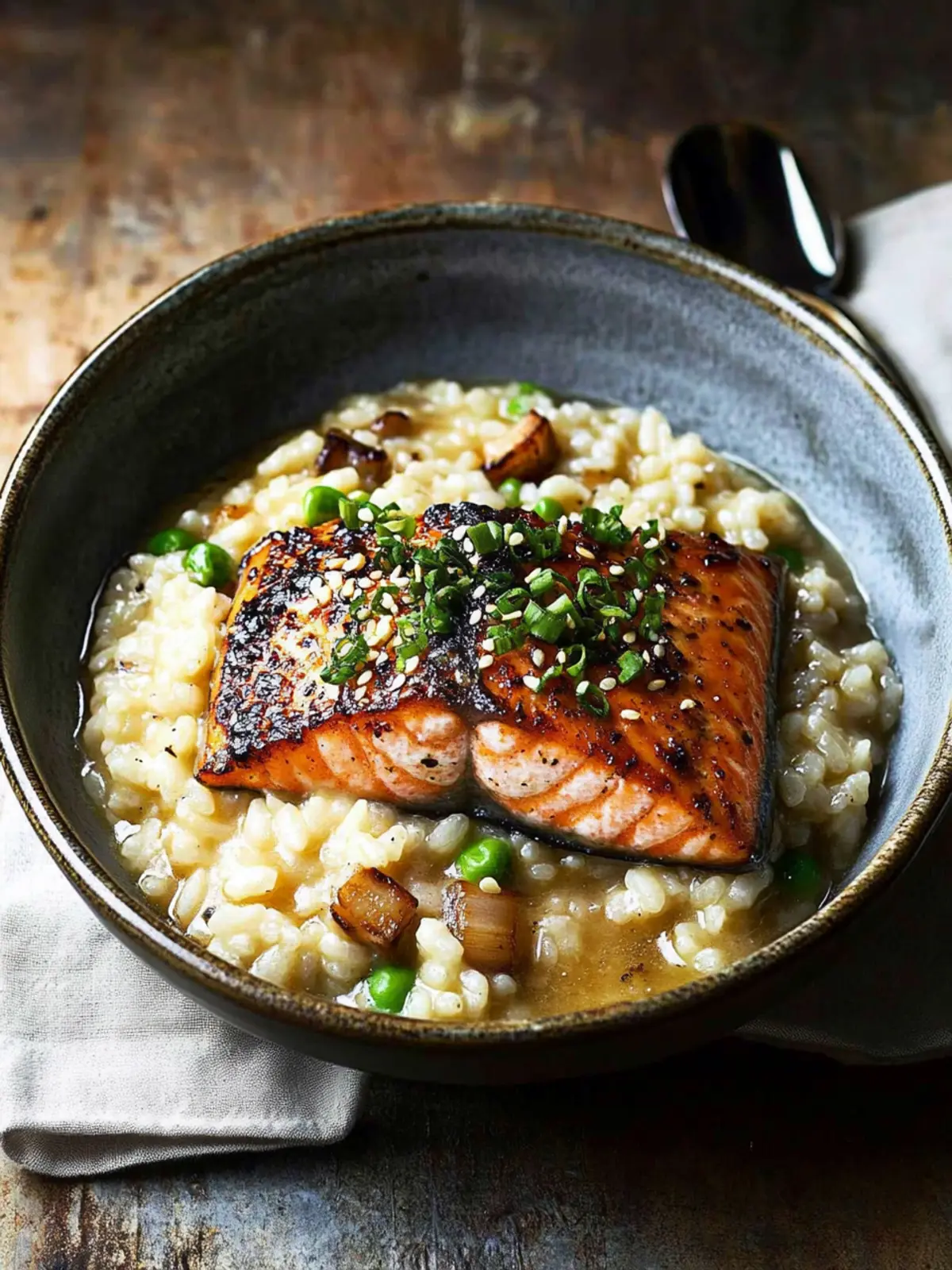 Savor Japanese Style Risotto with Seared Salmon Tonight! 5 Japanese Style Risotto with Seared Salmon