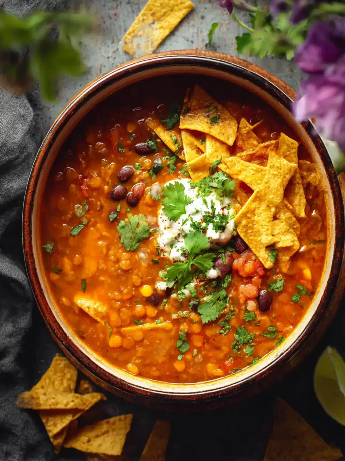 Savory Vegan Lentil Tortilla Soup That'll Warm Your Soul 4 Vegan Lentil Tortilla Soup