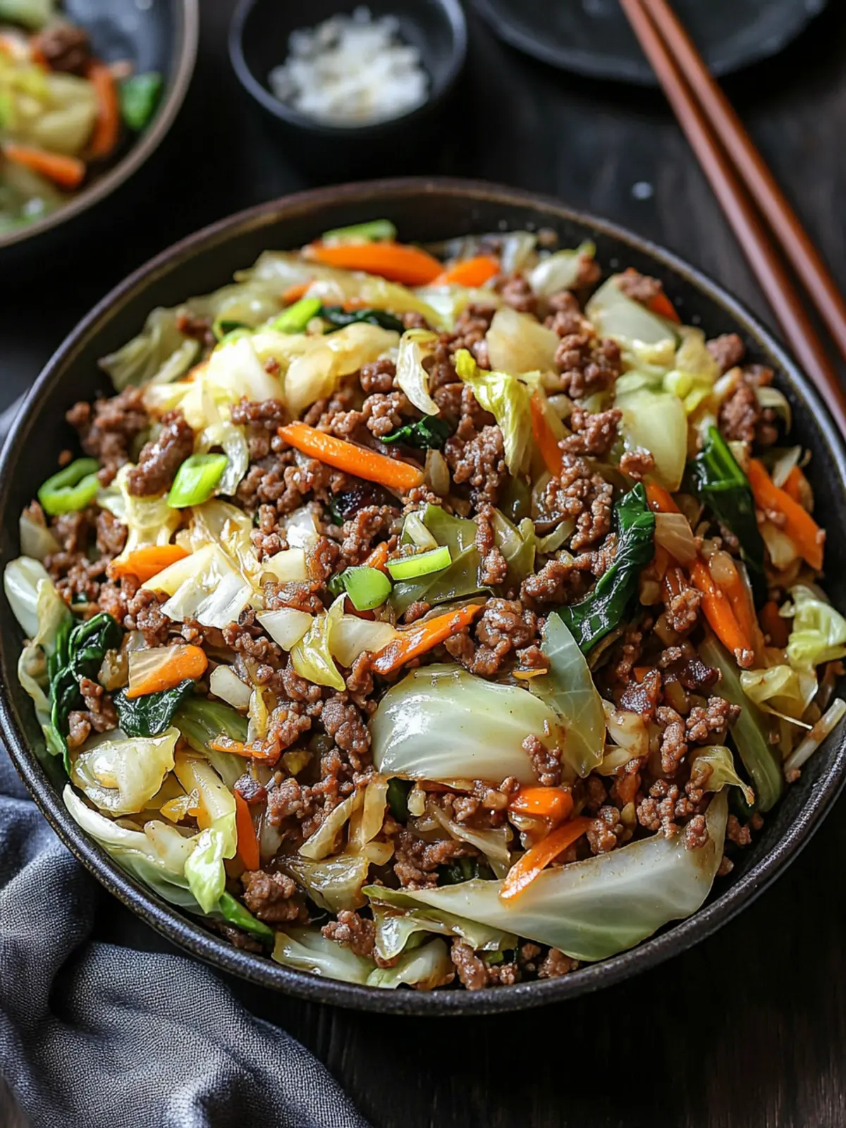 Savory Chinese Ground Beef and Cabbage Stir Fry in 25 Minutes 4 Chinese Ground Beef and Cabbage Stir Fry
