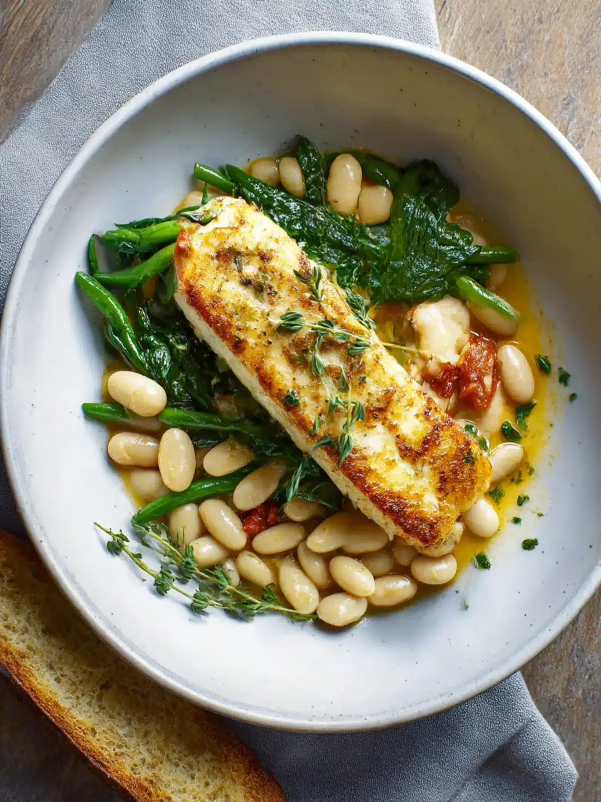Delicious Pan Seared Halibut with White Beans & Spinach 3 Pan Seared Halibut with White Beans