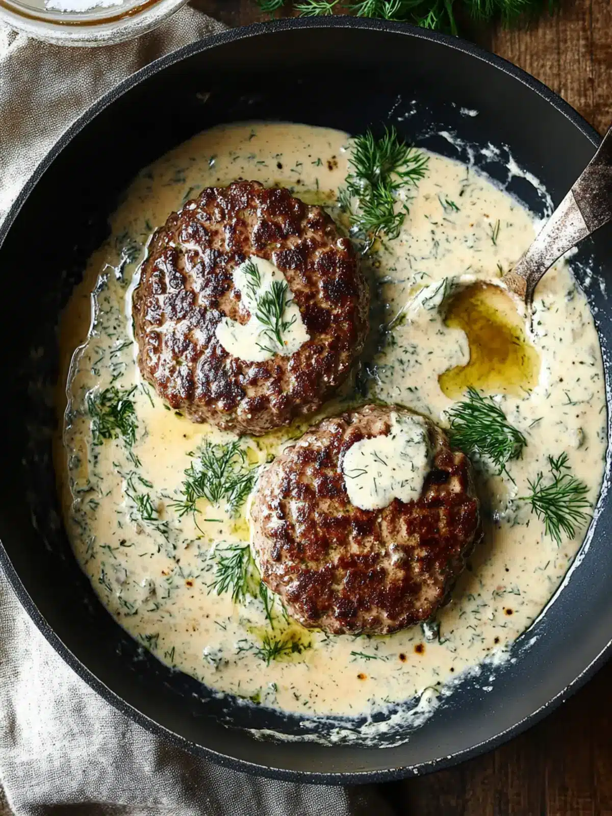 Savor Homemade Hamburger Steaks in Creamy Dill Sauce Today 4 Hamburger Steaks in Creamy Dill Sauce