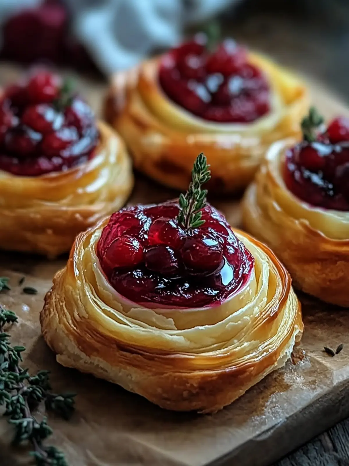 Elegant Cranberry & Brie Rose Pastry Blossoms You’ll Adore 2 Elegant Cranberry & Brie Rose Pastry Blossoms with Honey and Thyme