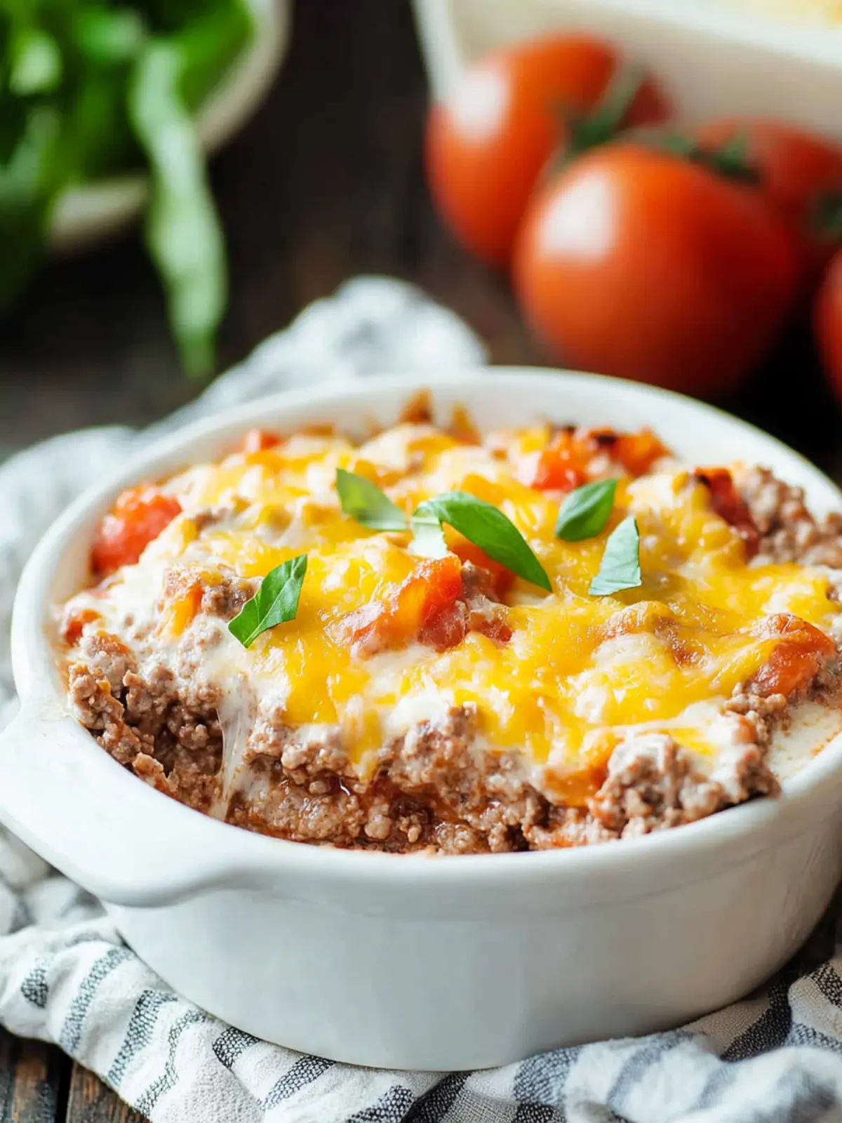 Cheesy Keto Ground Beef Casserole with Tomatoes in 25 Minutes 5 Cheesy Keto Ground Beef Casserole with Tomatoes