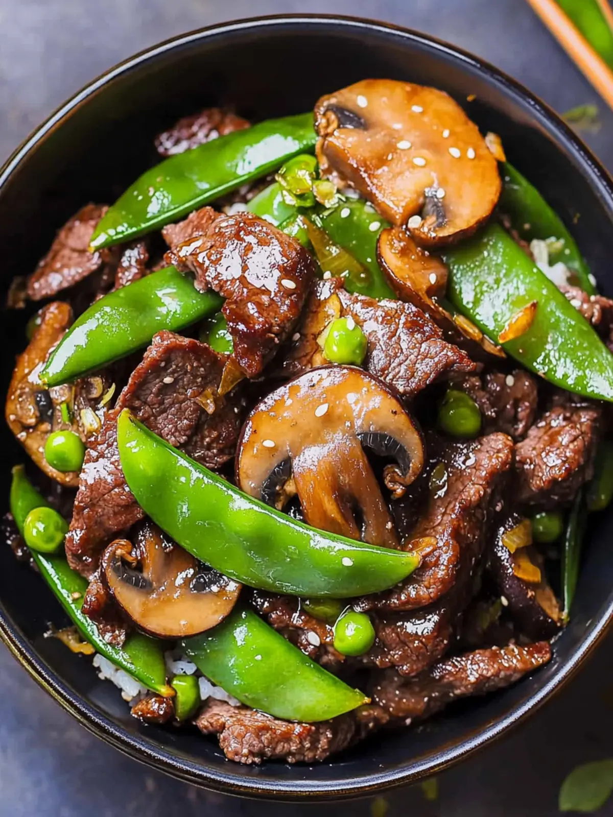 Savor Asian Beef with Mushrooms and Snow Peas Tonight 5 Asian Beef with Mushrooms and Snow Peas