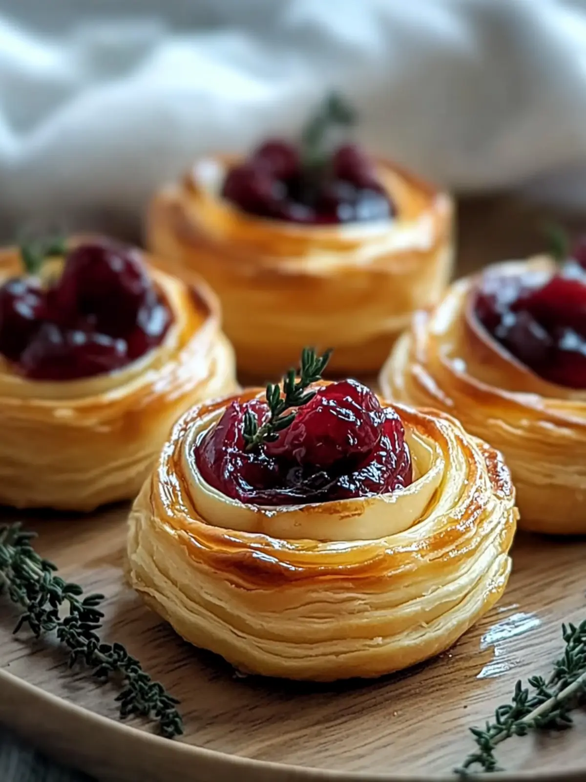 Elegant Cranberry & Brie Rose Pastry Blossoms You’ll Adore 4 Elegant Cranberry & Brie Rose Pastry Blossoms with Honey and Thyme