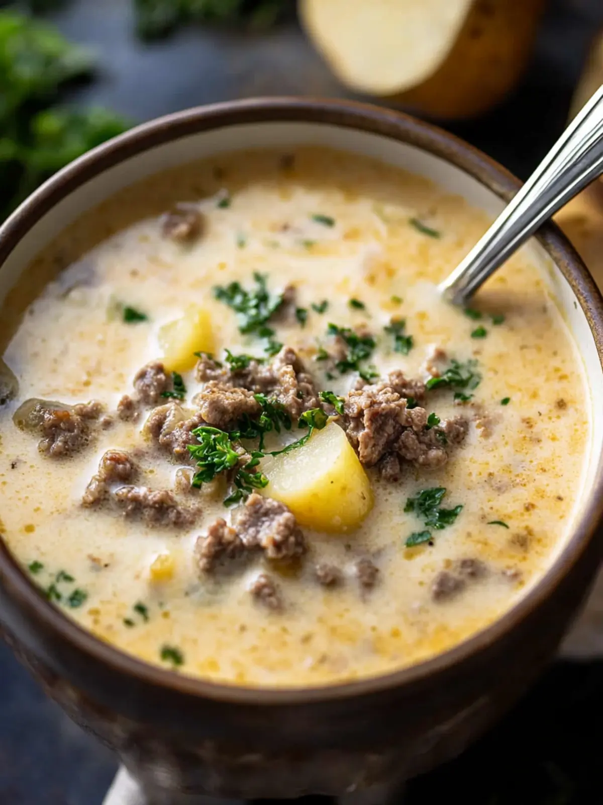 Creamy Cheesy Beef and Potato Soup to Warm Your Soul 2 Cheesy Beef and Potato Soup