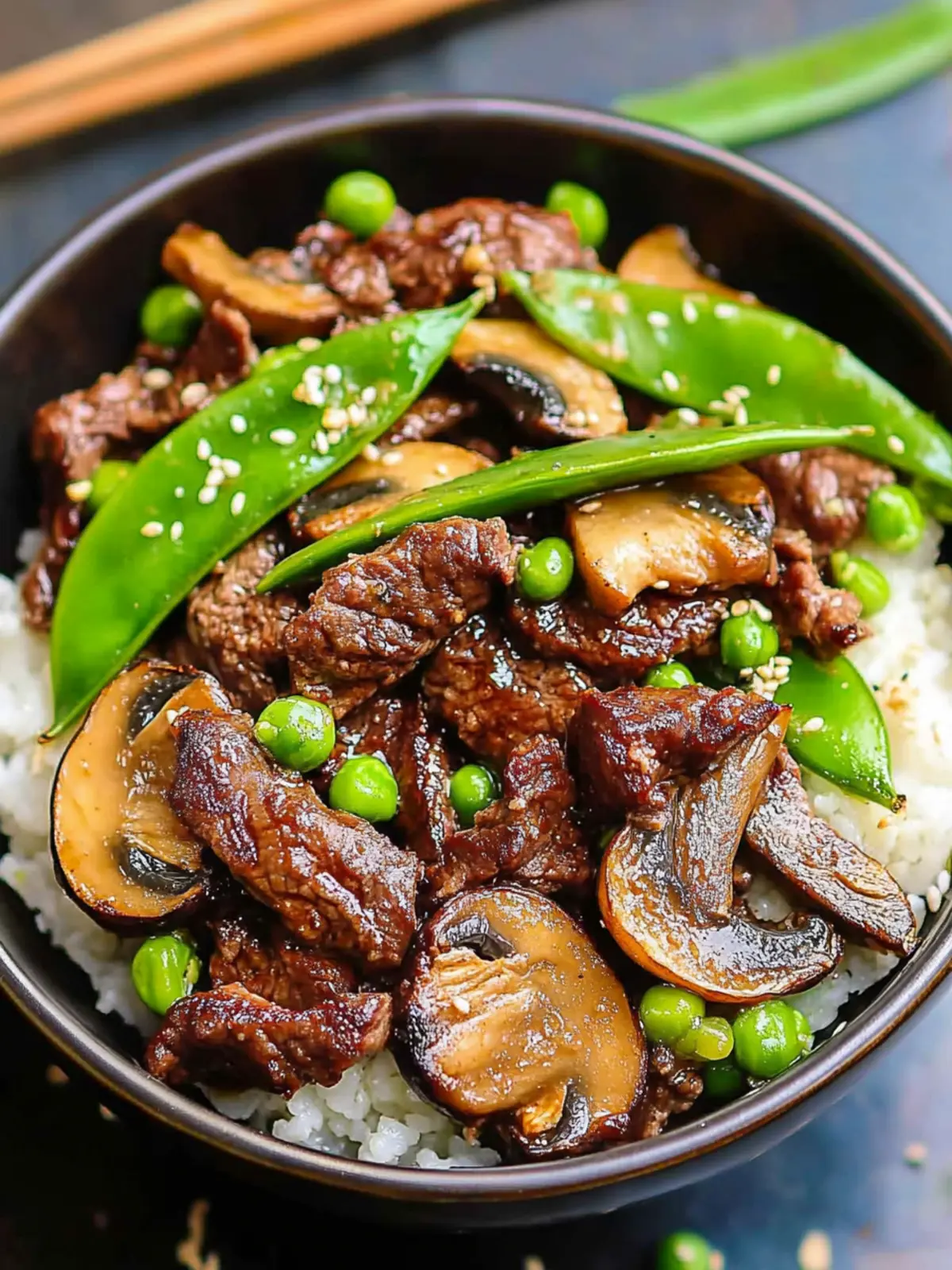 Savor Asian Beef with Mushrooms and Snow Peas Tonight 3 Asian Beef with Mushrooms and Snow Peas