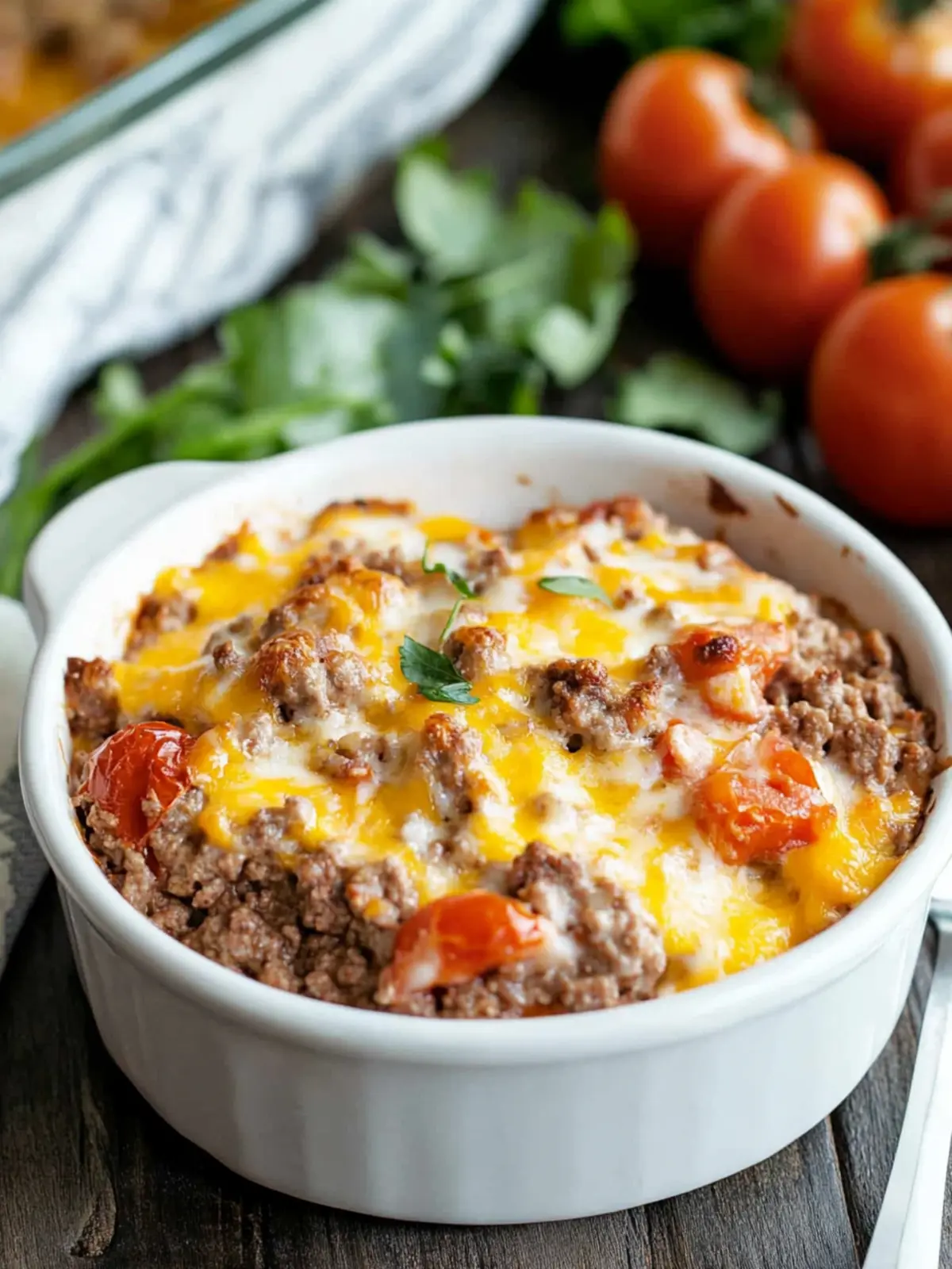 Cheesy Keto Ground Beef Casserole with Tomatoes in 25 Minutes 4 Cheesy Keto Ground Beef Casserole with Tomatoes