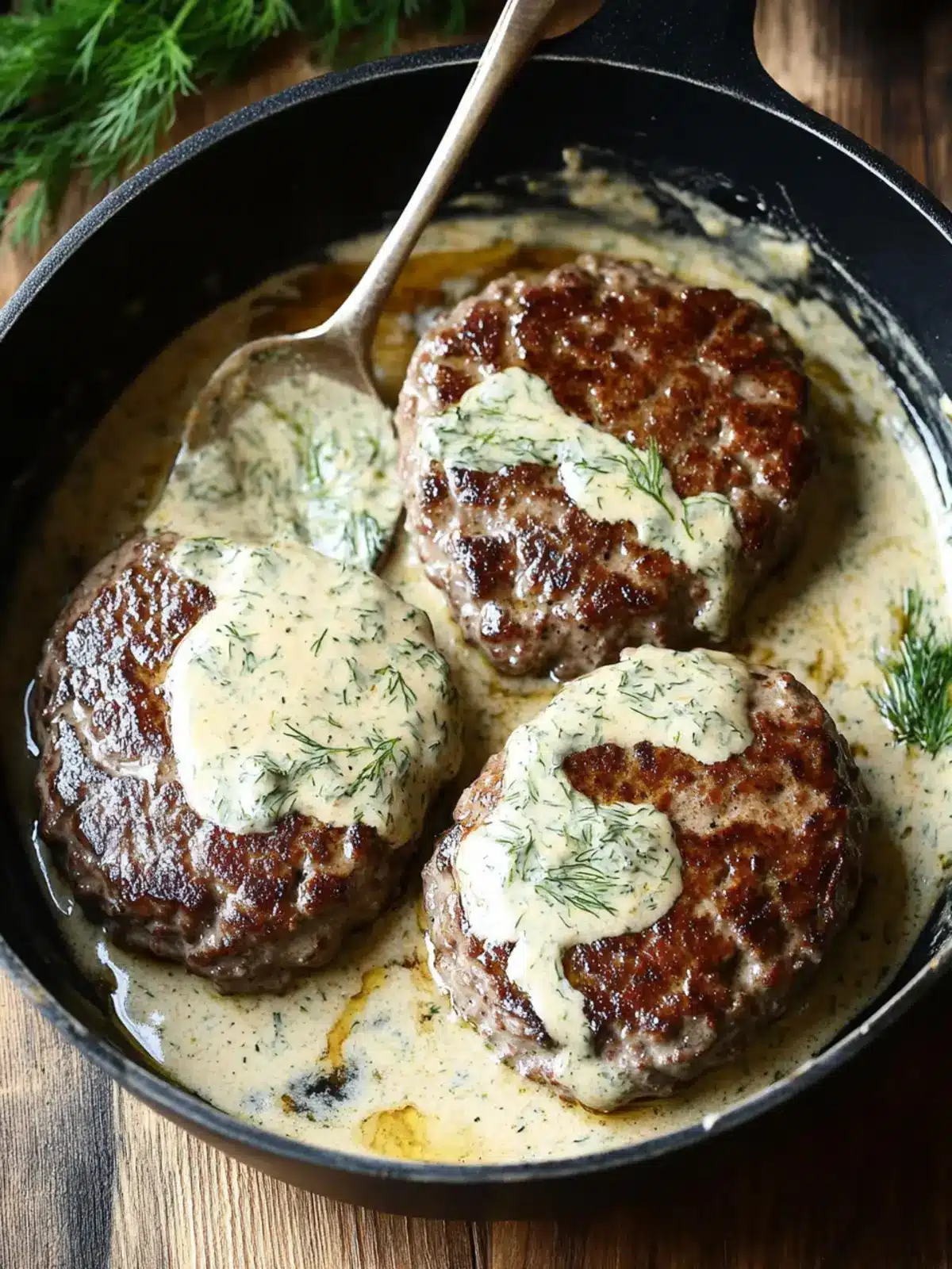 Savor Homemade Hamburger Steaks in Creamy Dill Sauce Today 5 Hamburger Steaks in Creamy Dill Sauce